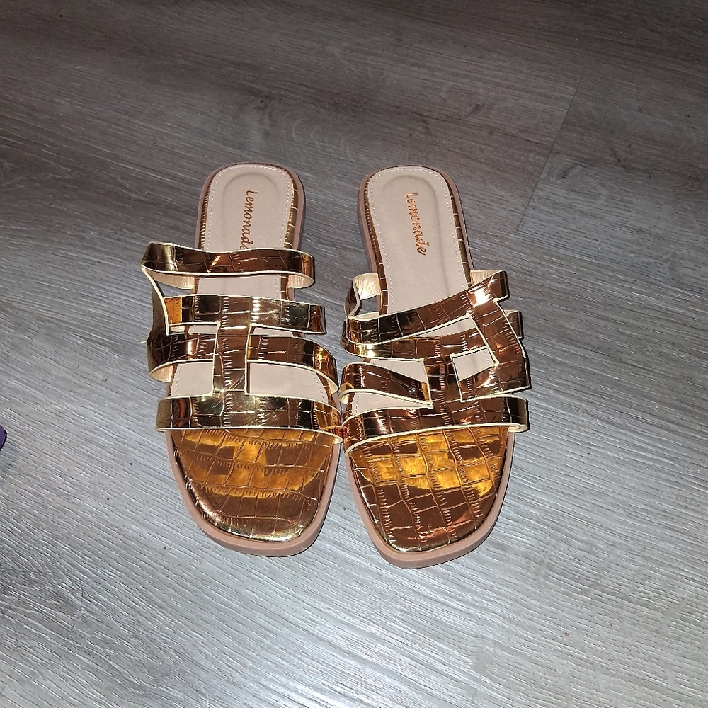 Lemonade Gold Metallic Gladiator Sandals